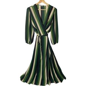 NY & Company Eva Mendes Wrap Dress Green Size Large